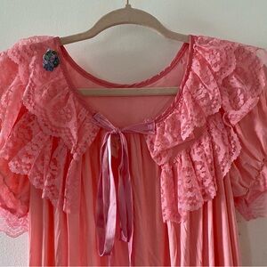 ETHEREAL SHEER PINK LACE & MESH TIE FRONT DUSTER